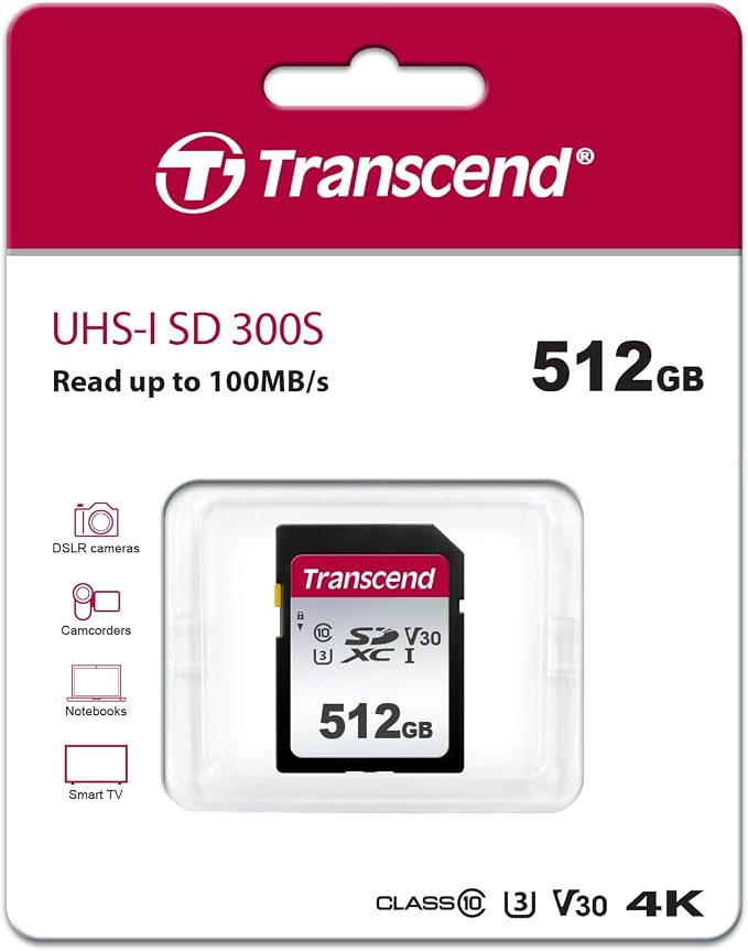 Transcend 512GB SDXC Memory Card, UHS-I U3 V30, 4K UHD & Full HD, Class 10 - Image 2