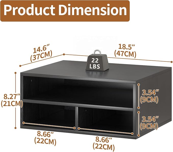 Desktop Printer Table with Storage, 2 Tier Printer Stand - Image 3