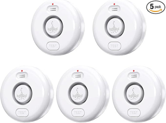 5 Pack Water Leak Alarm Detector, 120dB Loud Alert Water Sensor, IP66 Waterproof by RUIKORING
