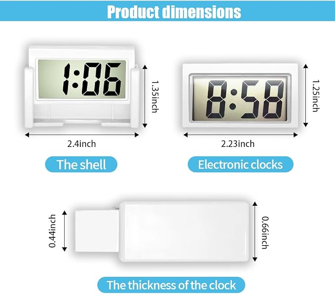 JOYCOURT Small Electronic Dashboard Car Time Clock Self-Adhesive Mini Car - Image 2