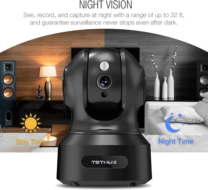 TETHYS Wireless Security Camera 1080P Indoor Pan/Tilt WiFi Smart IP Camera Dome - Image 4
