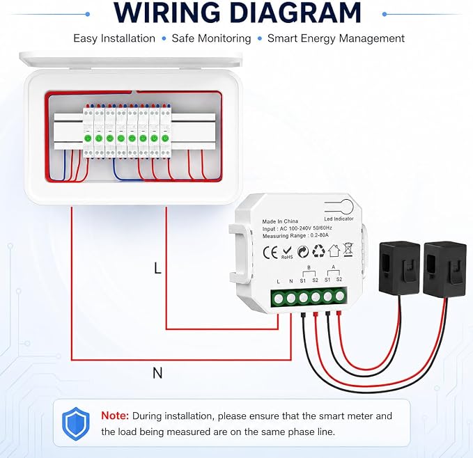 eMylo 2 Channel WiFi Power Meter 80A+80A Smart Power Monitor, Clamp Ammeter - Image 8