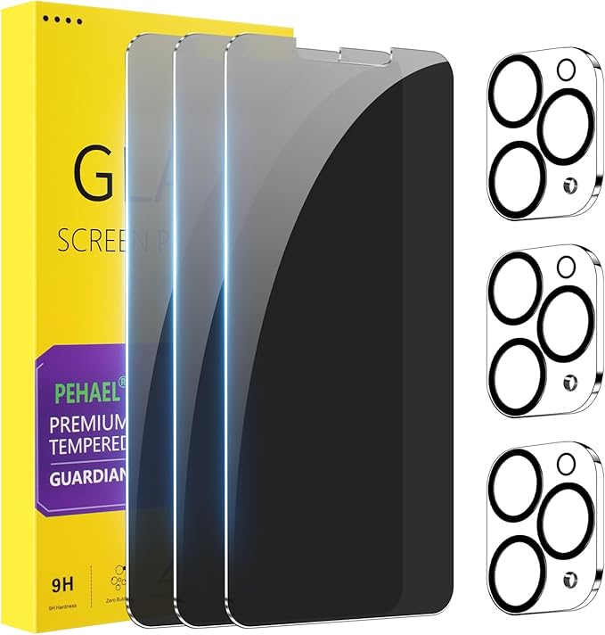PEHAEL 3+3Pack for iPhone 11 Pro Privacy Screen Protector by PEHAEL