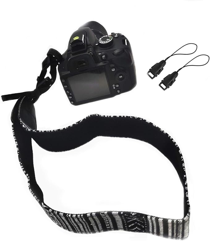 Camera Strap Canvas BlackWhite Shoulder Strap - Image 5