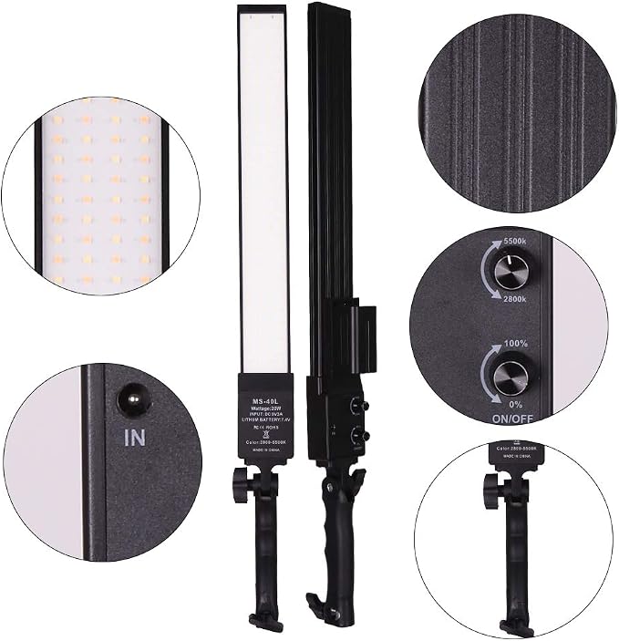 LED Video Light Battery Powered Photography Light Portable Handheld Wand - Image 7
