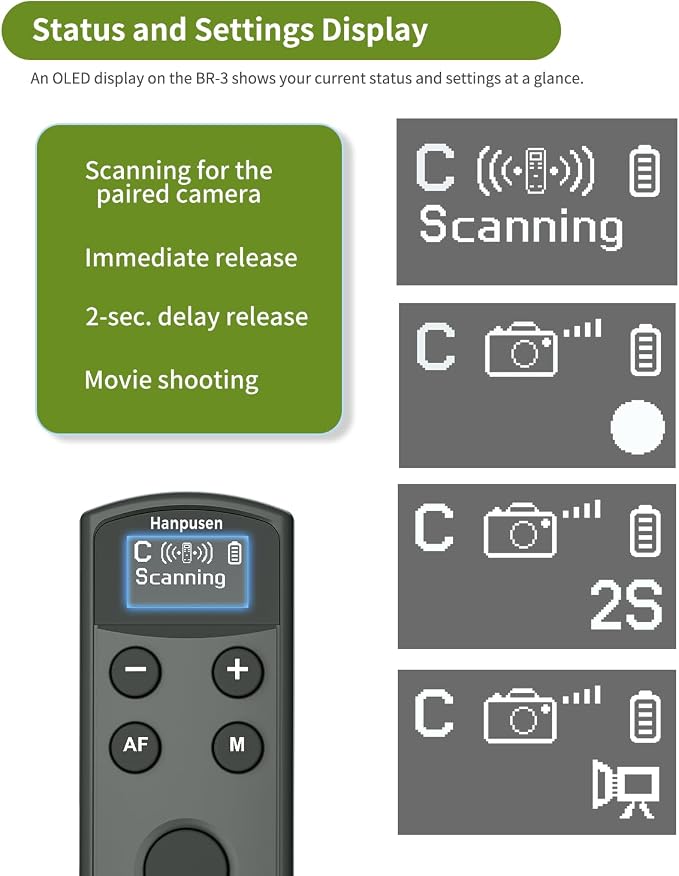 for Canon Camera Remote Control, Hanpusen Rechargeable Wireless Shutter Release - Image 6