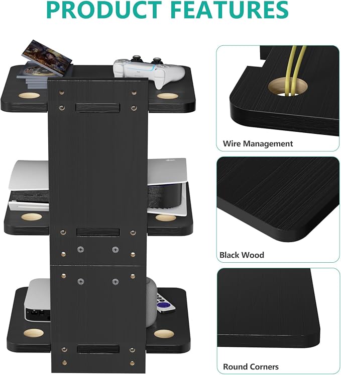 WALI Floating TV Shelf, 3 Tier Projector Shelf - Image 4