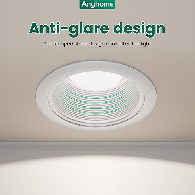 6 Inch Can Light Cover, 12 Pack White Can Light Trim, Step Baffle - Image 2