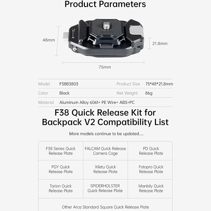 FALCAM F38 Quick Release Backpack Clip V2, Camera Strap Mount - Image 9
