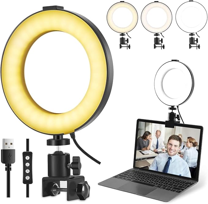 Video Conference Lighting Kit, Ring Light Clip on Laptop Monitor by MACTREM