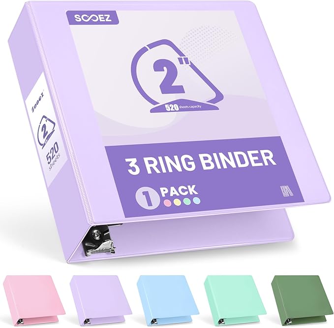 Sooez BinderX Extra Durable 2 Inch 3-Ring Binder, Holds 520 Sheets of 8.5x11 by Sooez