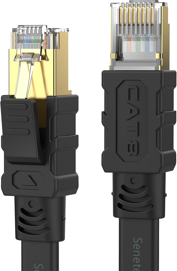 Senetem Cat 8 Ethernet Cable 50FT, High Speed 40Gbps 2000Mhz Flat Internet by Senetem
