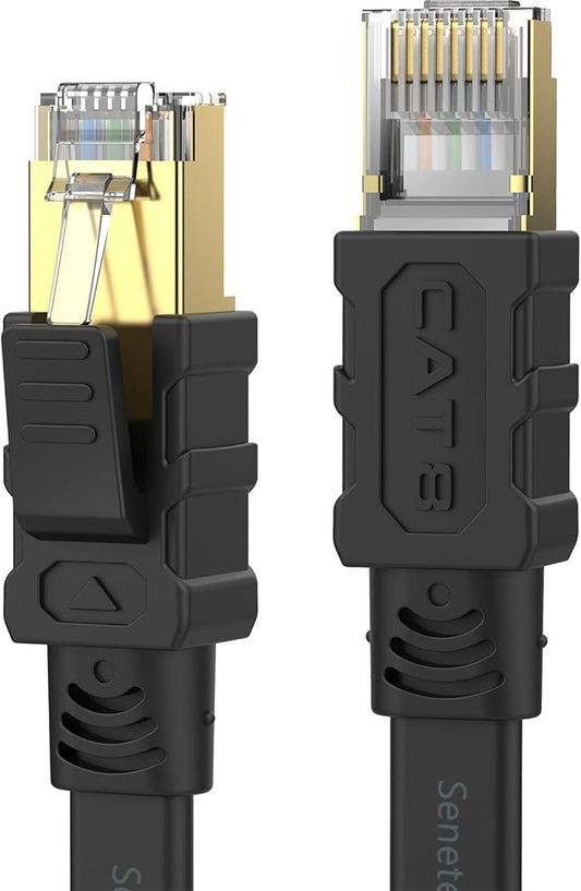 Senetem Cat 8 Ethernet Cable 15FT, High Speed 40Gbps 2000Mhz Flat Internet by Senetem