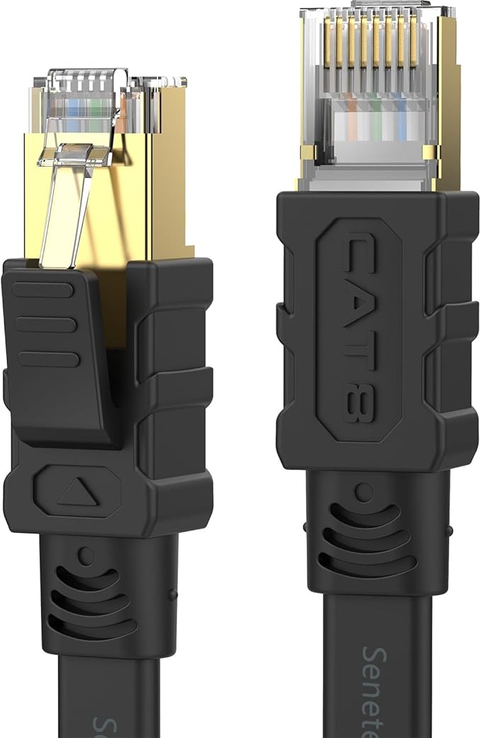 Senetem Cat 8 Ethernet Cable 30FT, High Speed 40Gbps 2000Mhz Flat Internet by Senetem