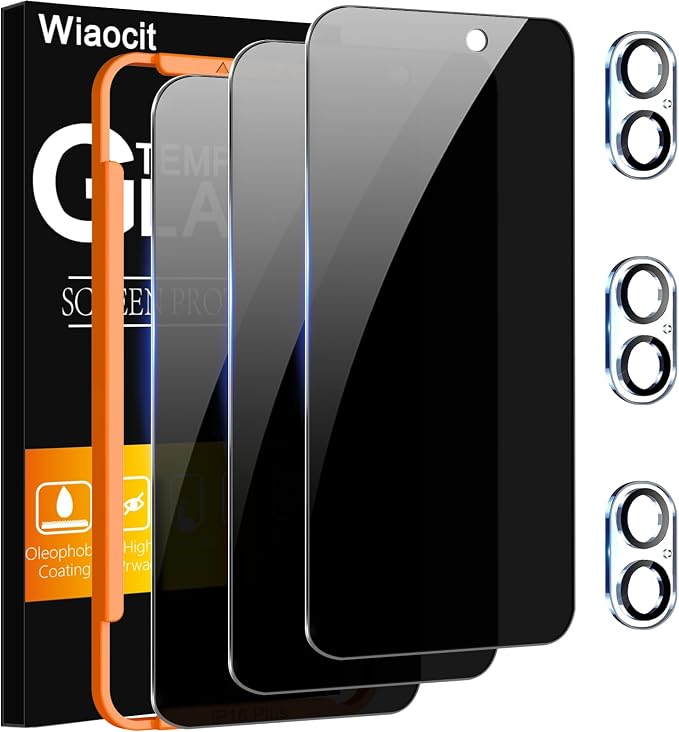 Wiaocit 3 Pack Tempered Glass Privacy Screen Protector by Wiaocit