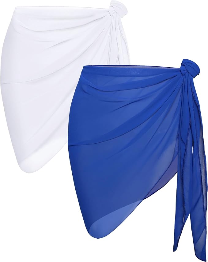 CHICGAL 2 Pieces Women Beach Sarong Bathing Suit Wrap Skirt Sheer Bikini by CHICGAL