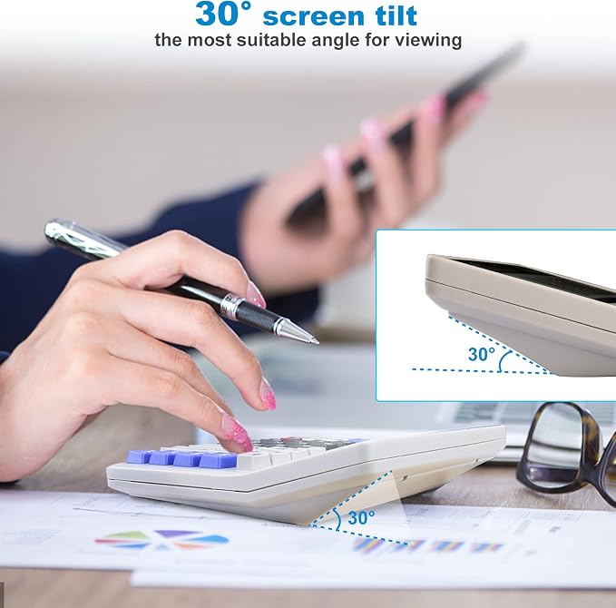 Desk Calculator 12 Digit Extra Large 4.3-Inch LCD Display, Two Way Power - Image 2