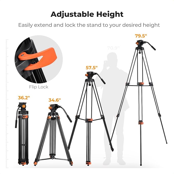 K&F CONCEPT 80" Video Tripod - Image 2