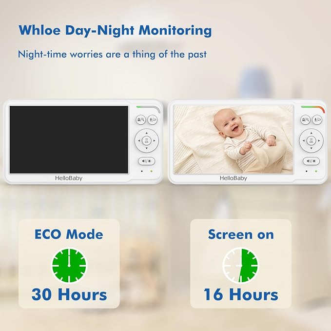 HelloBaby Baby Monitor 6" World First IPS Screen 30H Battery, Secure No WiFi - Image 5