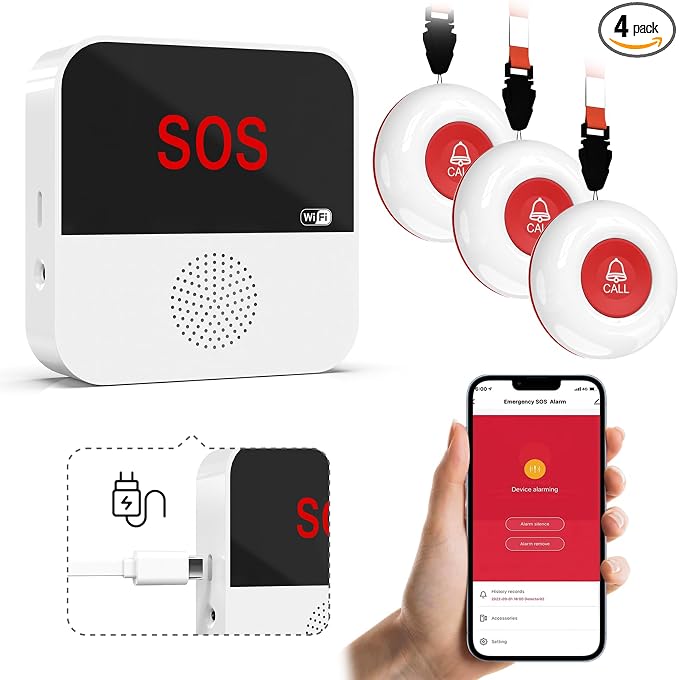 WiFi Rechargable Smart Wireless Caregiver Call Button Nurse Calling Life by SANJIEGuardSecurity