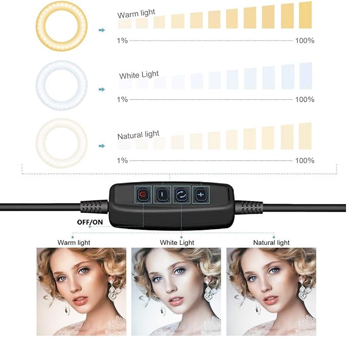 Ring Light OEBLD Dimmable with 3 Light Modes & 10 Brightness Level LED Ring - Image 3