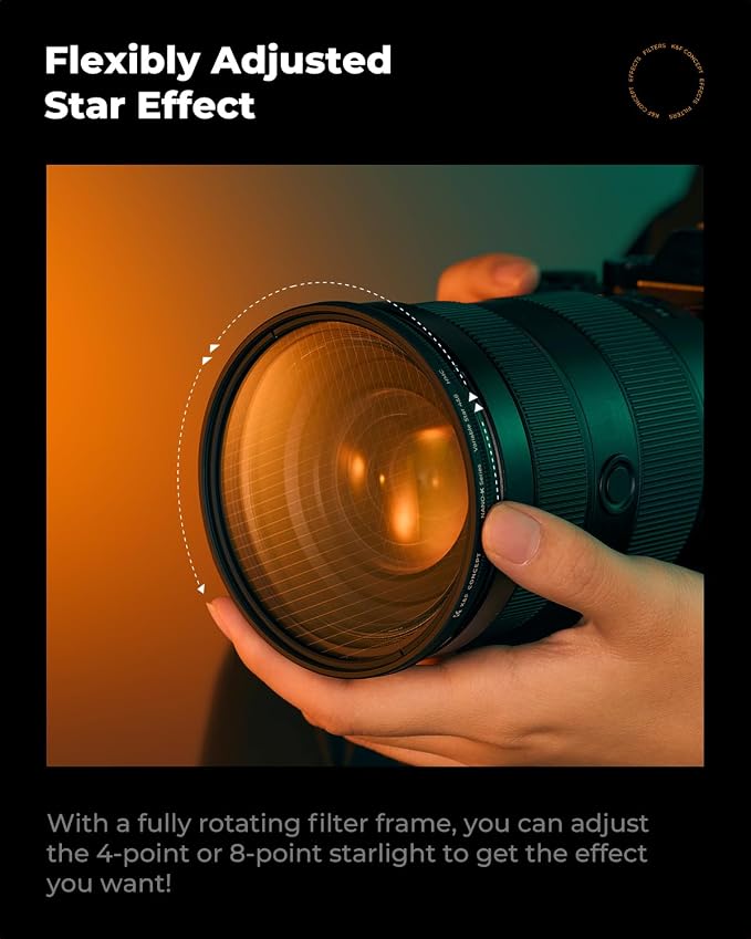 K&F CONCEPT 52mm Variable Star Filter Cross Screen Starburst Filter 4, 8 Points - Image 6