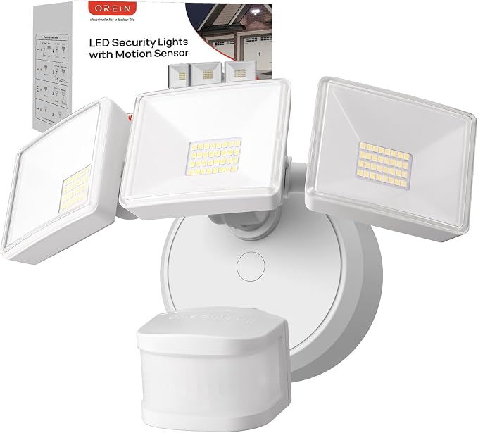 OREiN 42W 6500LM Motion Sensor Outdoor Flood Light, Hardwired LED Security Light by OREiN