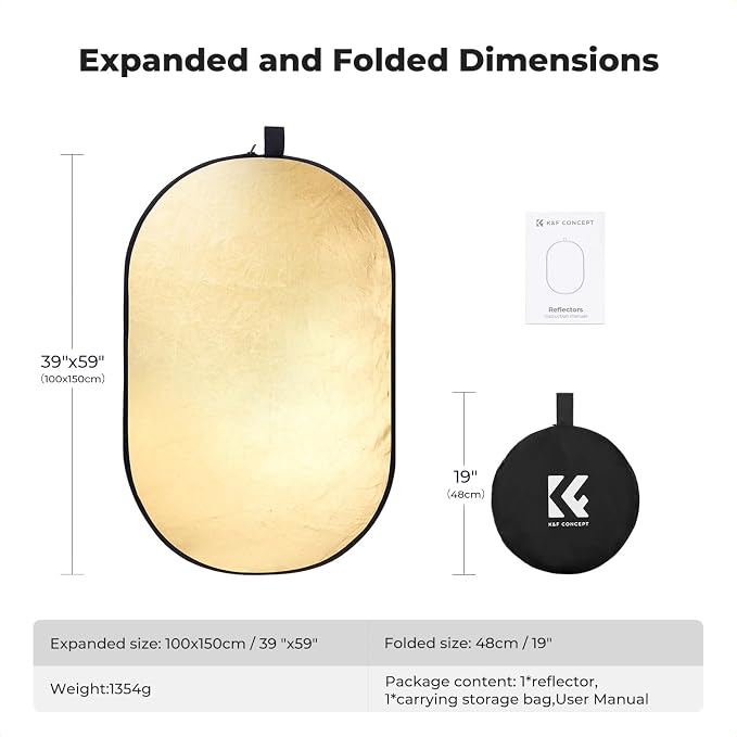 K&F CONCEPT 40" x60” 5-in-1 Oval Foldable Reflector - Image 7