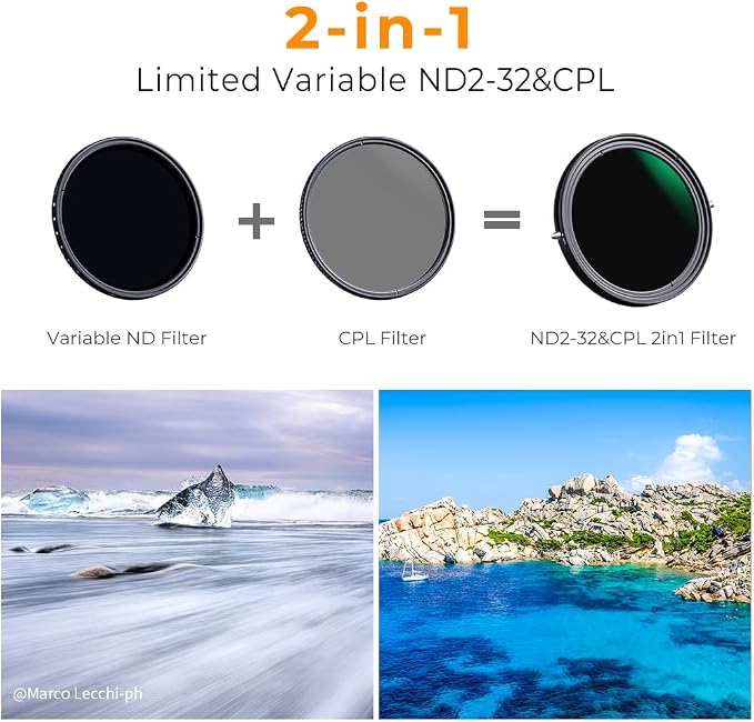 K&F CONCEPT 40.5mm Variable Fader ND2-ND32 ND Filter and CPL Circular - Image 2