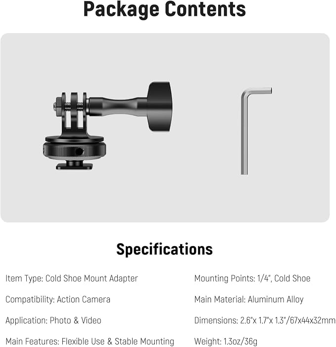 NEEWER Action Camera Cold Shoe Mount Adapter Compatible - Image 7