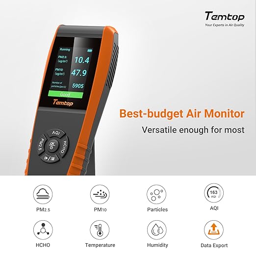 Temtop Air Quality Monitor PM2.5 PM10 Particle Counter, Formaldehyde, - Image 2