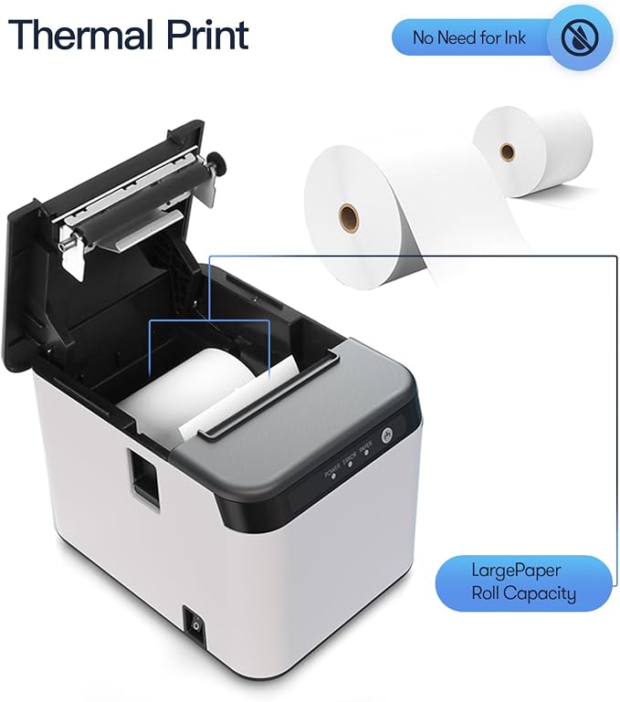 Bisofice 80mm Receipt Printer ESC/POS Thermal Printer Desktop Direct Print - Image 3