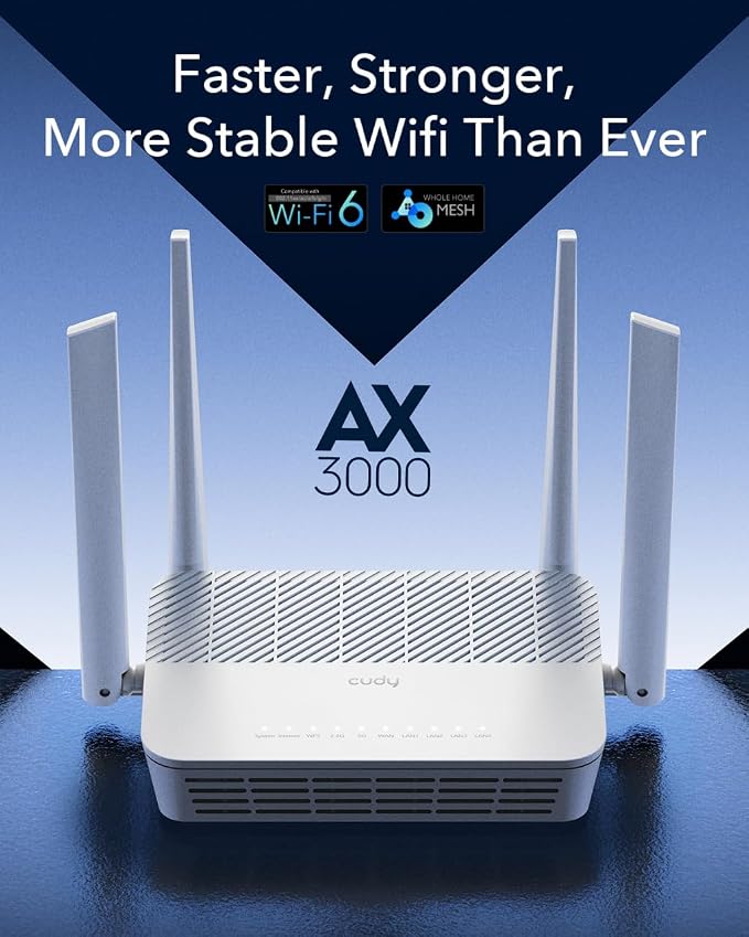 Cudy WR3000S AX3000 Dual Band WiFi 6 Mesh Router, 5 Gigabit Ethernet RJ45 Ports - Image 2