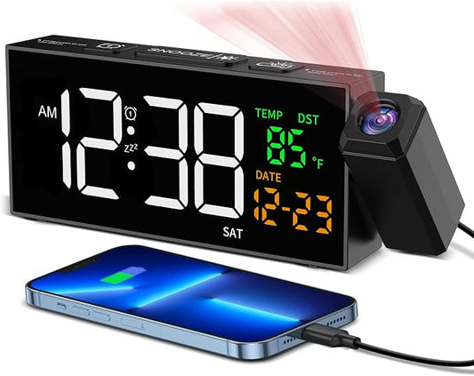 Netzu Projection Clock for Bedroom Ceiling, Alarm Clocks by Netzu
