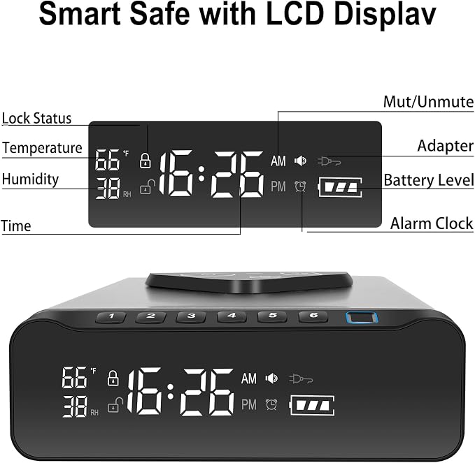 FTOP Biometric Fingerprint Gun Safe, Clock Handgun Safe - Image 3