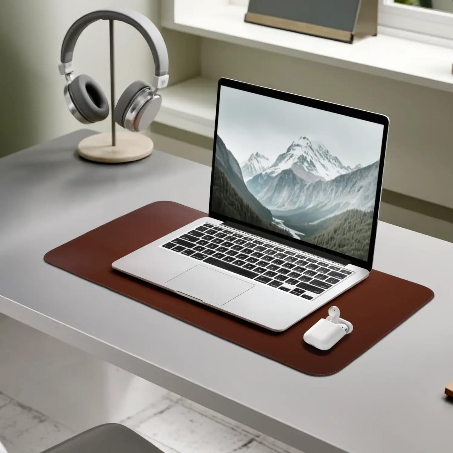 Leather Desk Pad – Premium Leather Desk Mat for Office and Home, Elegant Desk Mat and Writing Pad Maruse - Brown