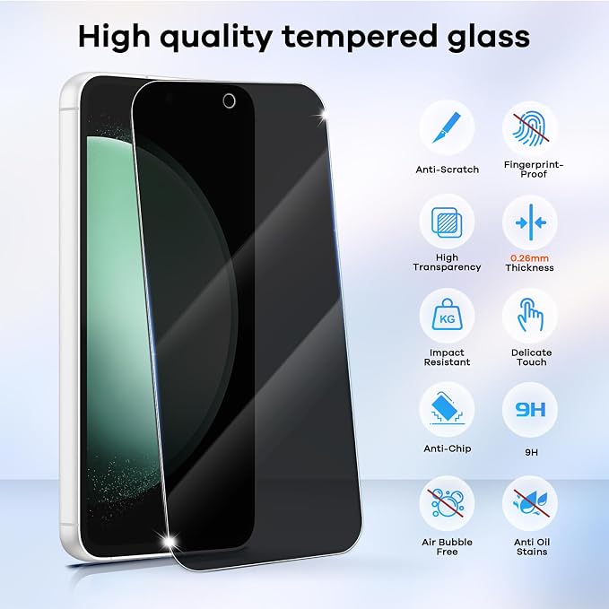 3+3 Pack for Samsung Galaxy S23 FE 5G Privacy Screen Protector & Phone Camera - Image 4