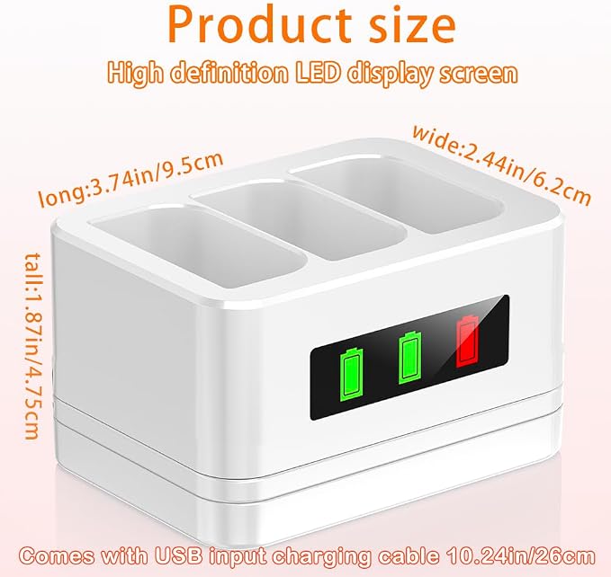 3-Slot Battery Charging Station/Battery Charger/Charging case, - Image 3
