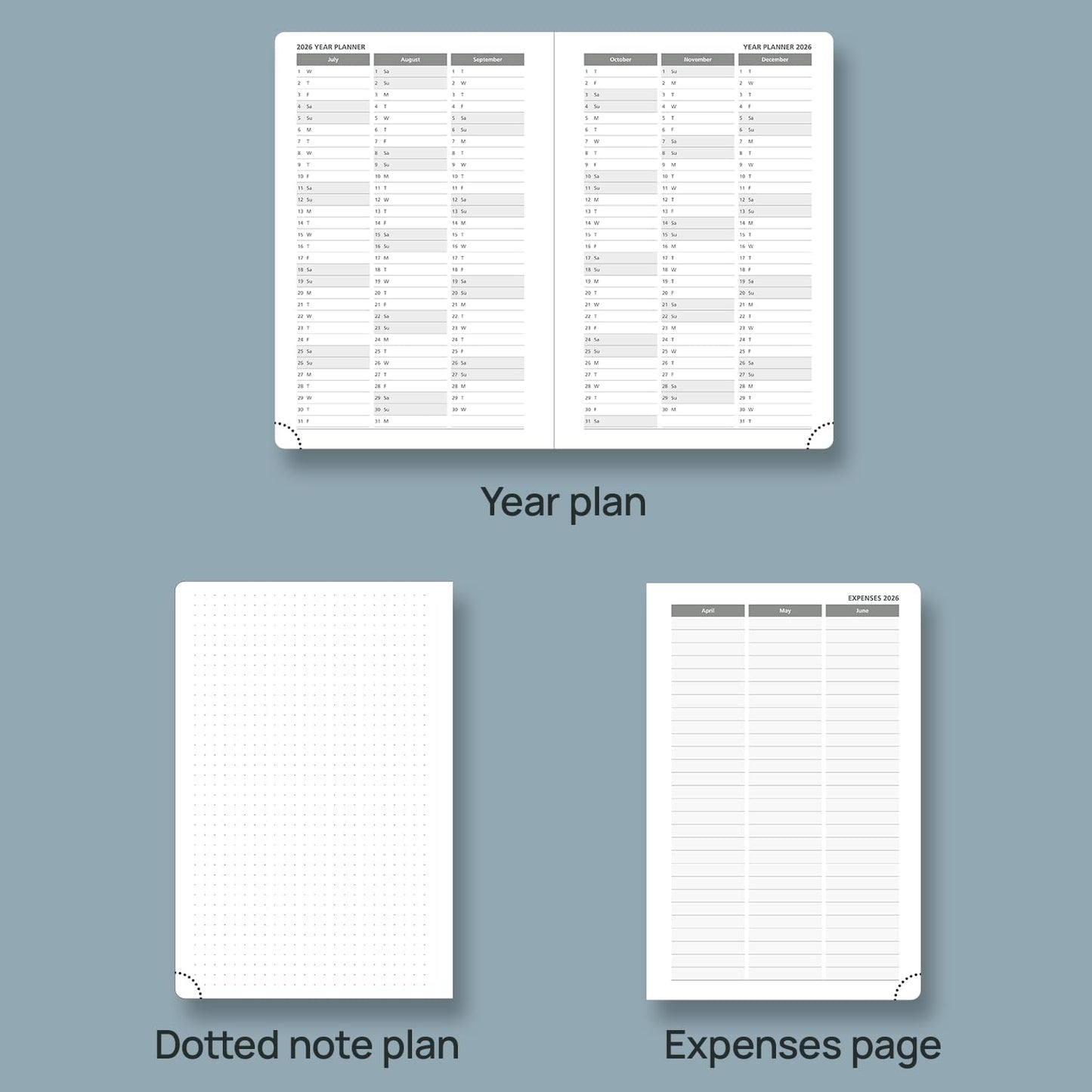 POPRUN 2026 Daily Planner One Page Per Day A5 Size Calendar (5.75" x 8.5") - 12 Months Hourly Appointment Book with Hardcover, Pocket, Pen Holder - Violet