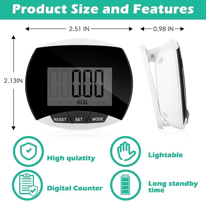 Copkim 12 Pcs Simple Pedometer for Walking Bulk LCD Step Counter - Image 2