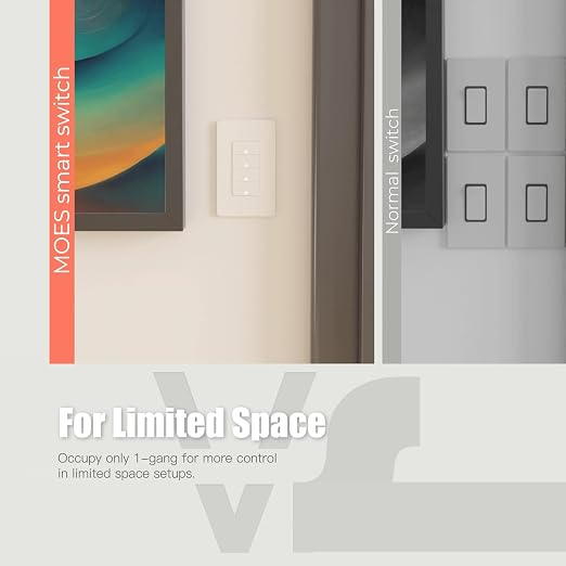 MOES Smart 4 Gang Light Switches, 2.4GHz Wi-Fi Single Pole Switch, Neutral Wire - Image 2
