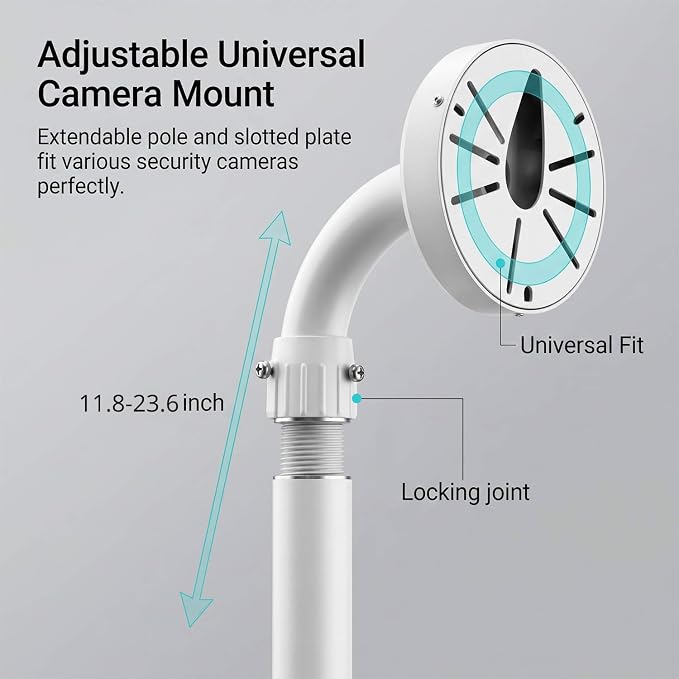 QWORK Universal Security Camera Mount Bracket, Adjustable J Type 15.7-23.6 inch - Image 2