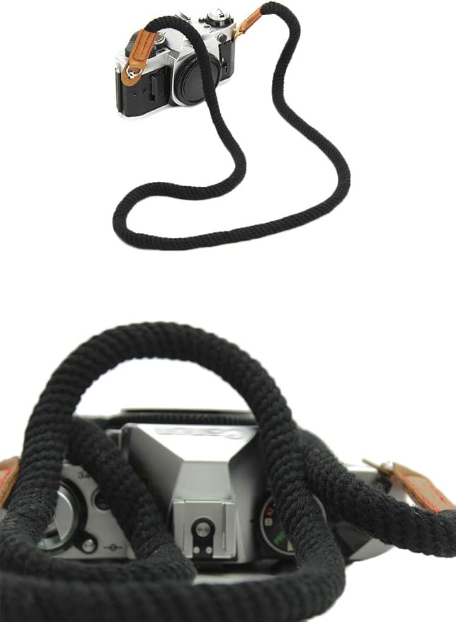 Vintage Handmade Cotton Leather Rope Camera Neck Strap - Image 2