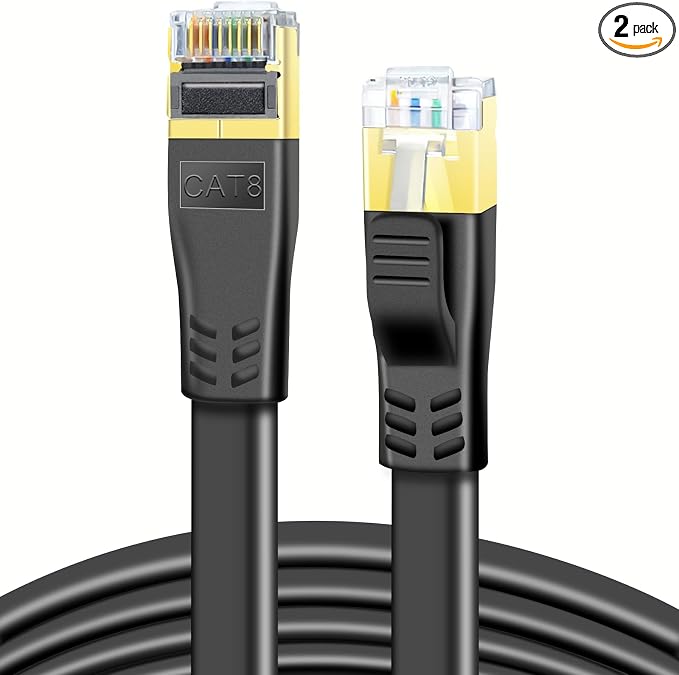 DDMALL CAT 8 Ethernet Cable 1.5ft, High Speed 40Gbps 2000MHz Flat CAT8 Patch by DDMALL