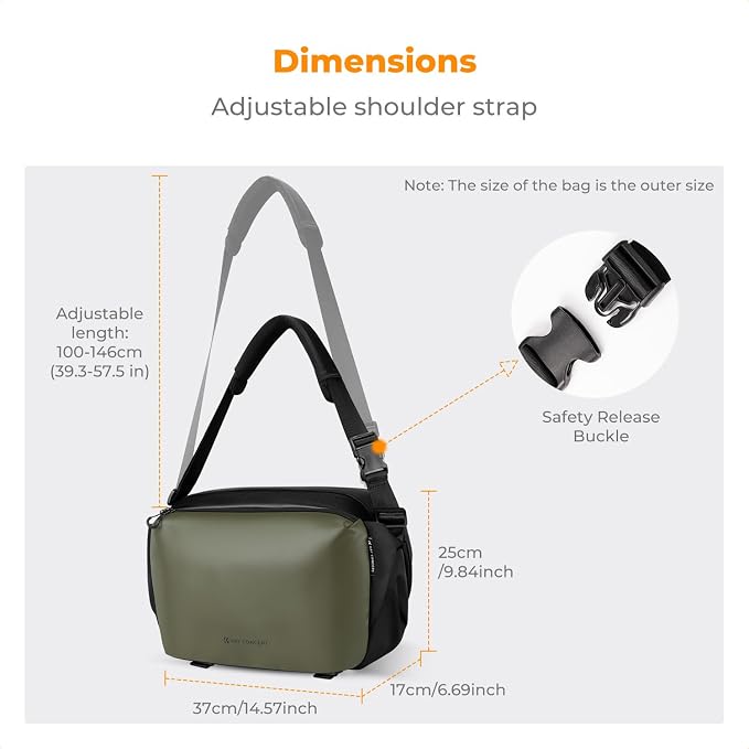 K&F CONCEPT Camera Sling Bag Crossbody Bag Waterproof Camera Shoulder Backpack - Image 6
