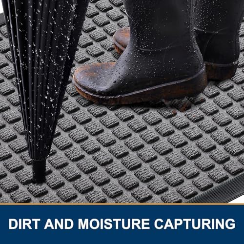 Smiry Front Door Mat Outside Entrance, Natural Rubber Doormat, 59x34 Inch - Image 2