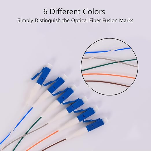 1.5m LC Fiber Pigtail, 6 Color-Coded SingleMode 9/125 LC-UPC Fiber Optic Patch - Image 4