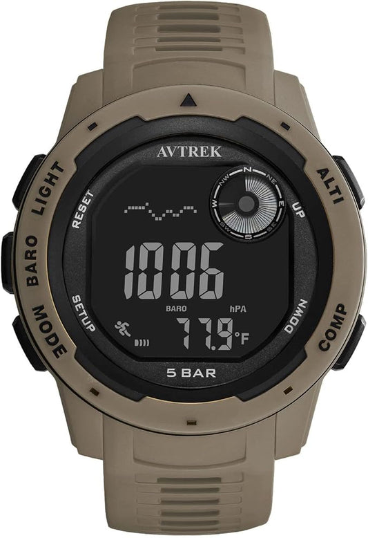 AVTREK Tactical Watch with Compass, 50M Waterproof Pedometer, Digital Altimeter by AVTREK