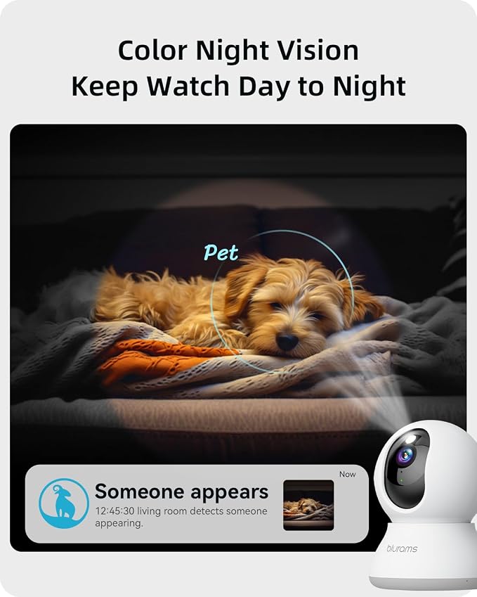 Security Camera 2K, blurams Baby Monitor Dog Camera 360-degree - Image 3