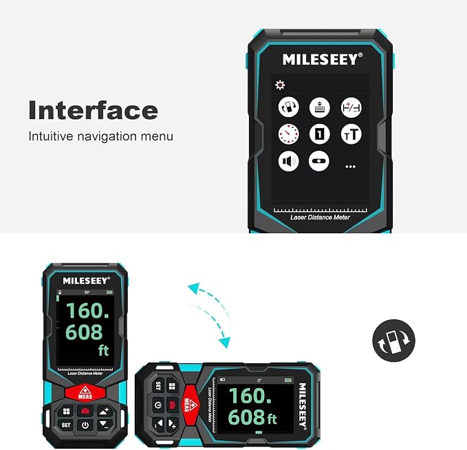 Laser Measure, MiLESEEY Laser Distance Meter, Rechargeable Multifunctional - Image 7